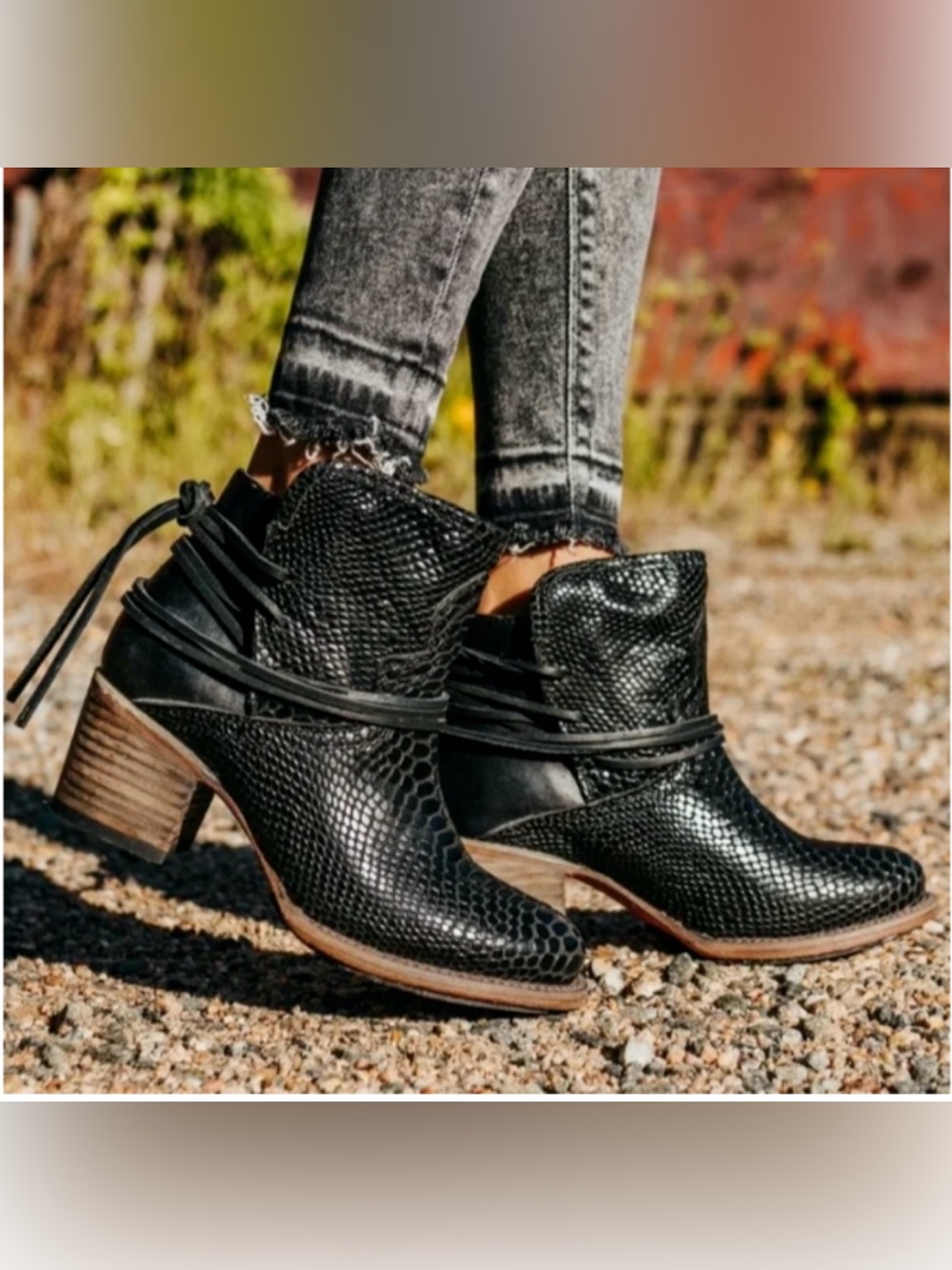 Freebird Casey Black Snake
Print Leather Lace Women's Boot size 7